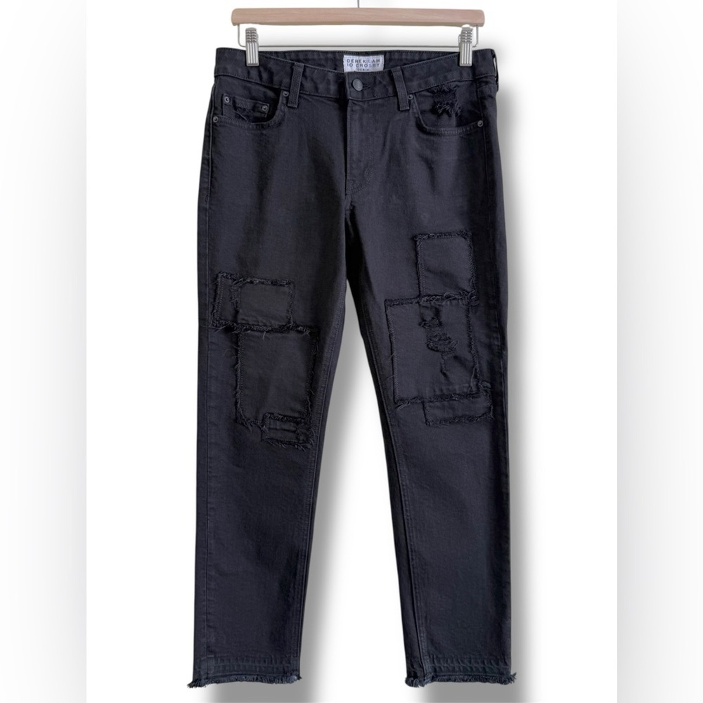 Derek Lam Mila Girlfriend Jeans Patchwork Mid-rise Black Size 27